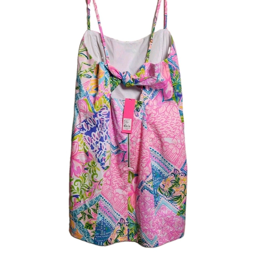Lilly Pulitzer Shelli Stretch Dress Block Party Size 16 NWT Sweetheart Tie Back - Picture 4 of 10